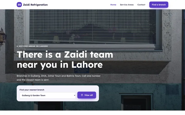 Zaidi Refrigeration — Multi-branch template for AC & Refrigeration