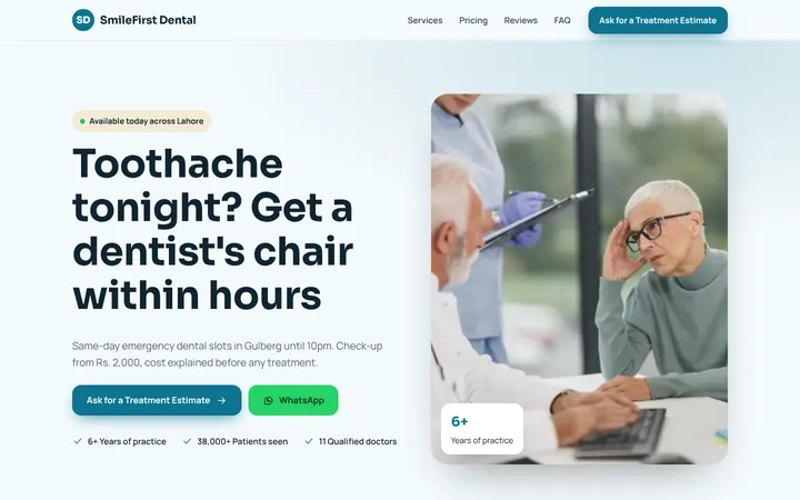 SmileFirst Dental — Lead-gen one-pager template for Clinic & Dental