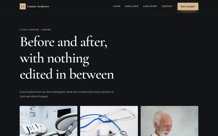 Lumina Aesthetics — Portfolio & gallery template for Clinic & Dental