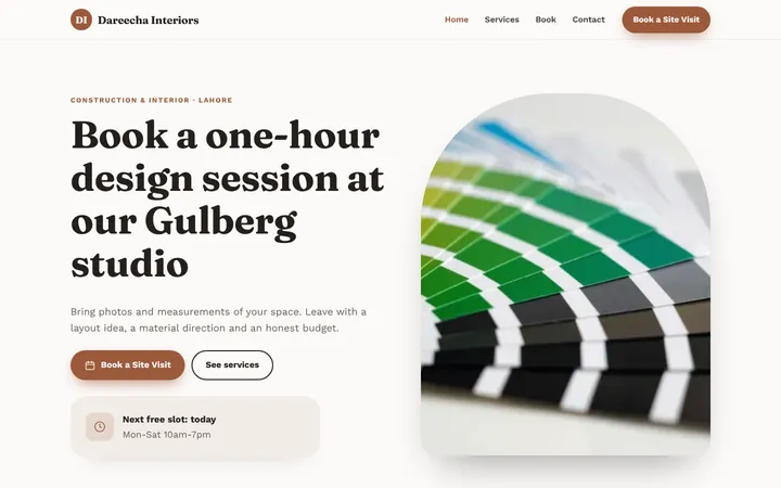 Dareecha Interiors — Booking website template for Construction & Interior