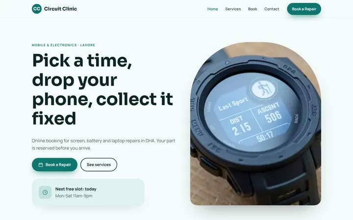 Circuit Clinic — Booking website template for Mobile & Electronics