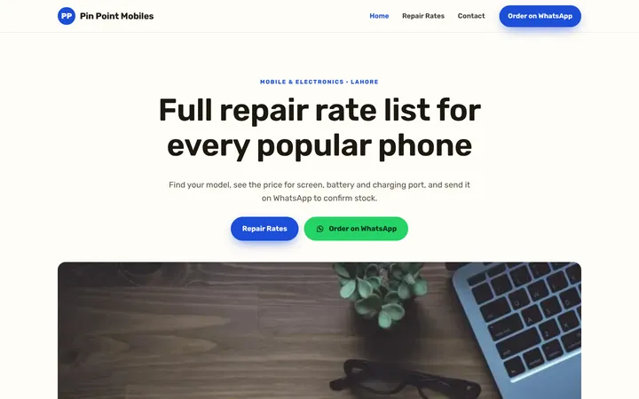Pin Point Mobiles — Menu / price list template for Mobile & Electronics