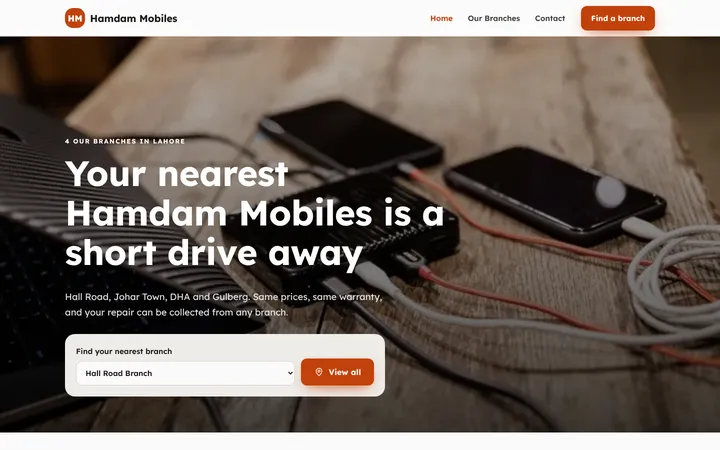 Hamdam Mobiles — Multi-branch template for Mobile & Electronics