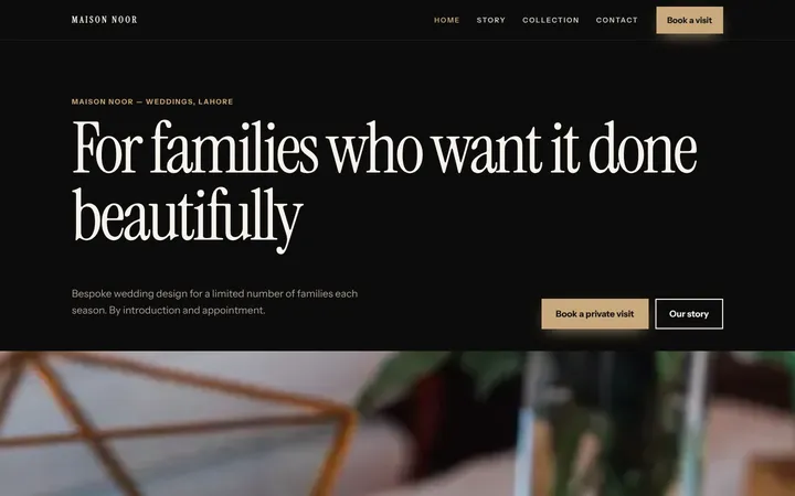 Maison Noor — Premium brand template for Weddings & Events