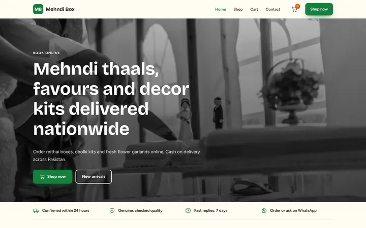 Mehndi Box — Online store template for Weddings & Events