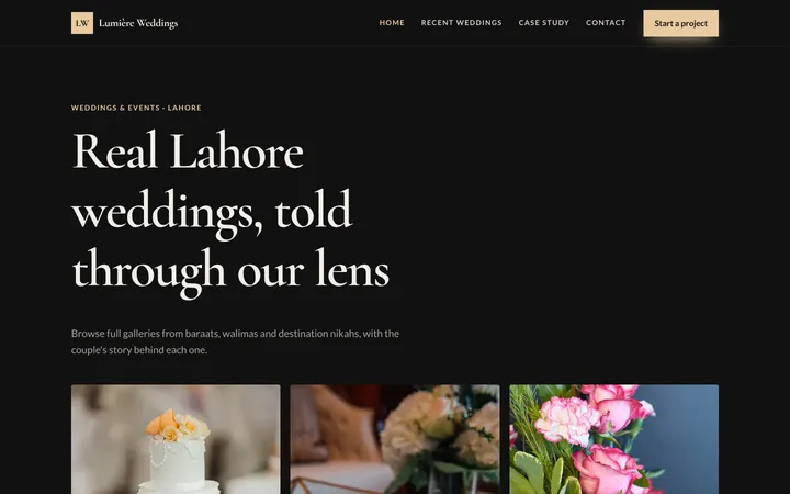 Lumière Weddings — Portfolio & gallery template for Weddings & Events