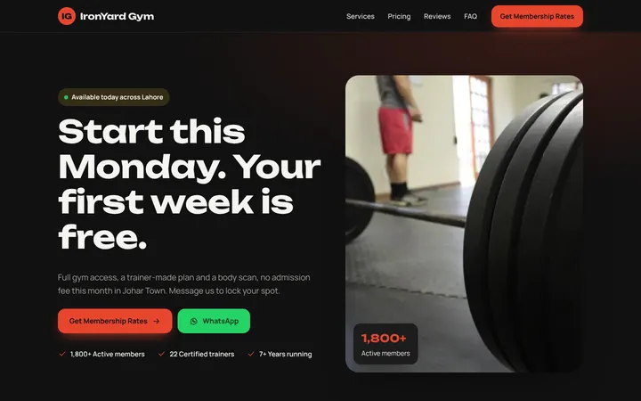 IronYard Gym — Lead-gen one-pager template for Gym & Fitness