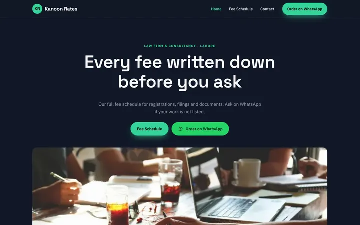 Kanoon Rates — Menu / price list template for Law Firm & Consultancy