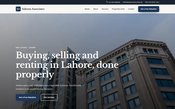 Saleem Associates — Company website template for Real Estate