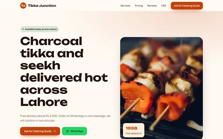 Tikka Junction — Lead-gen one-pager template for Restaurant & Cafe