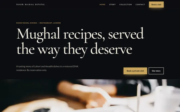 Noor Mahal Dining — Premium brand template for Restaurant & Cafe