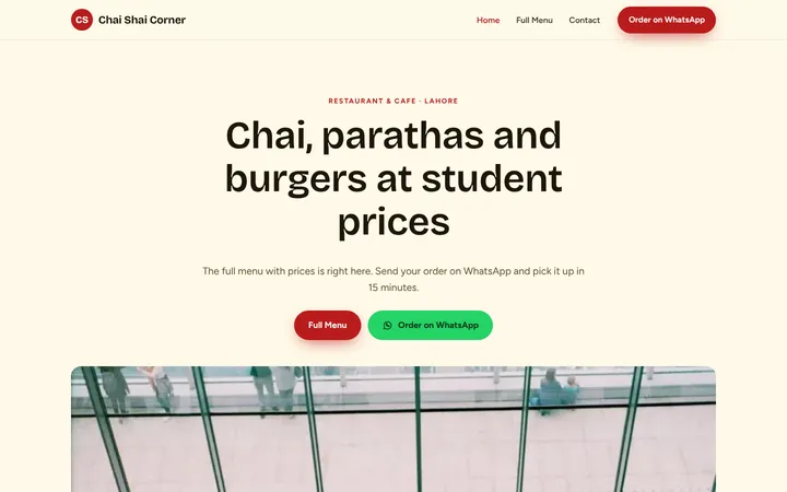 Chai Shai Corner — Menu / price list template for Restaurant & Cafe