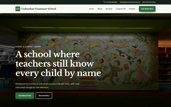 Gulmohar Grammar School — Company website template for School & Academy