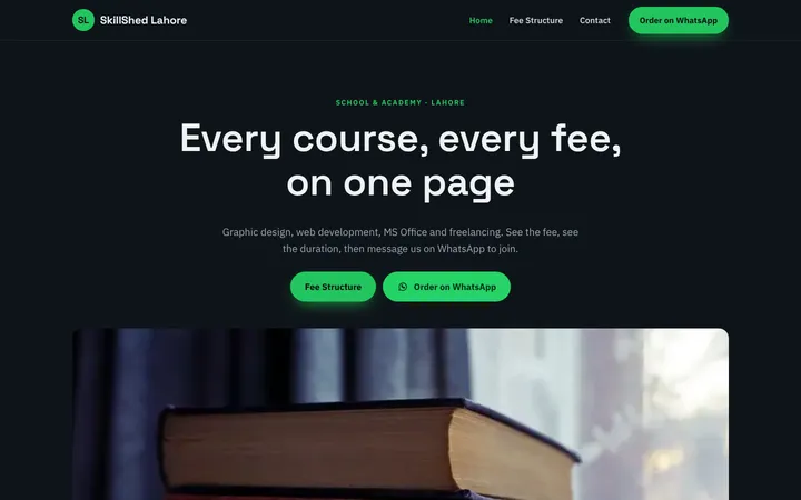 SkillShed Lahore — Menu / price list template for School & Academy