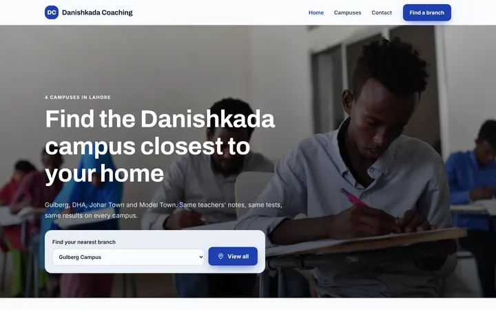 Danishkada Coaching — Multi-branch template for School & Academy