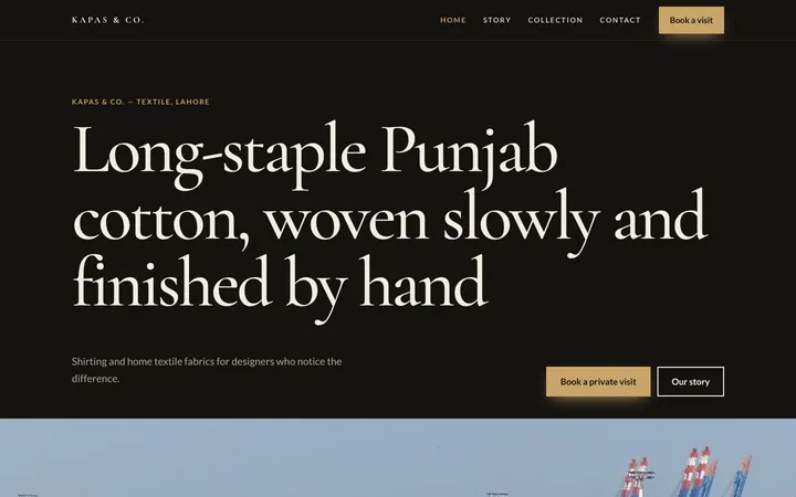 Kapas & Co. — Premium brand template for Textile & Manufacturing