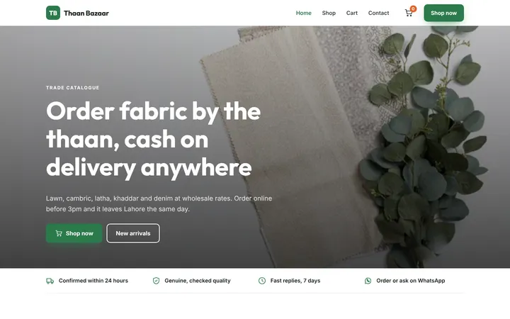 Thaan Bazaar — Online store template for Textile & Manufacturing