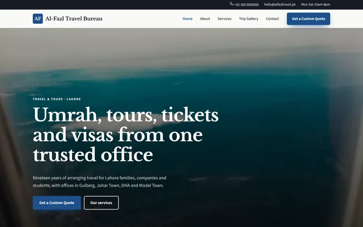 Al-Fazl Travel Bureau — Company website template for Travel & Tours