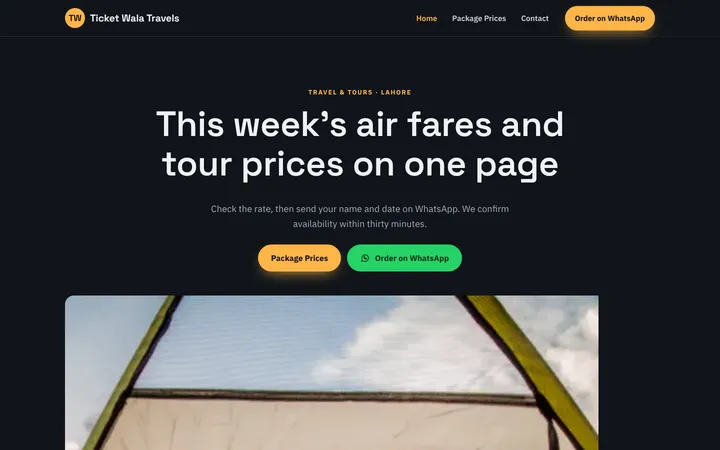 Ticket Wala Travels — Menu / price list template for Travel & Tours