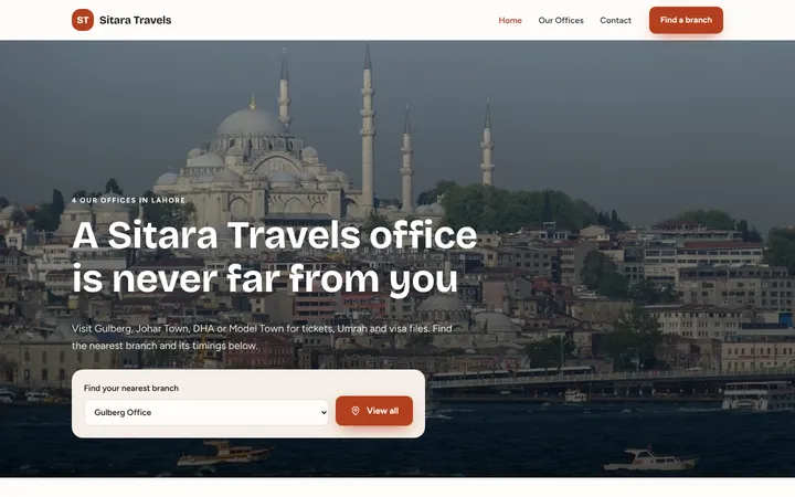 Sitara Travels — Multi-branch template for Travel & Tours