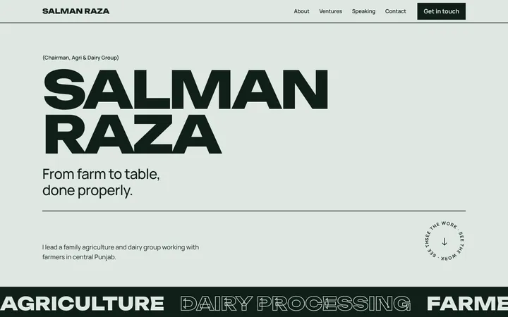 Home page of Salman Raza, a sample gallery layout website